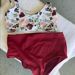 Raelo Swim Floral and Red Bikini Set